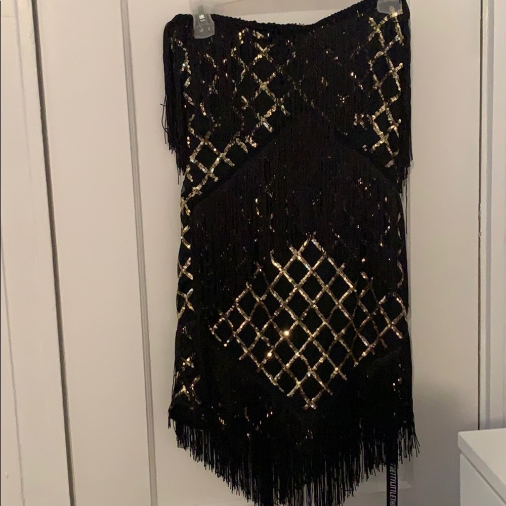Prettylittlething black sequin mini dress